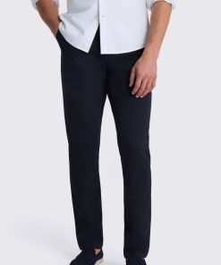 Navy Tailored Fit Cotton Chinos