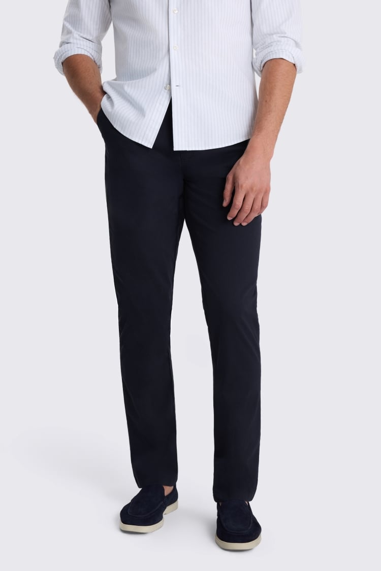 Navy Tailored Fit Cotton Chinos
