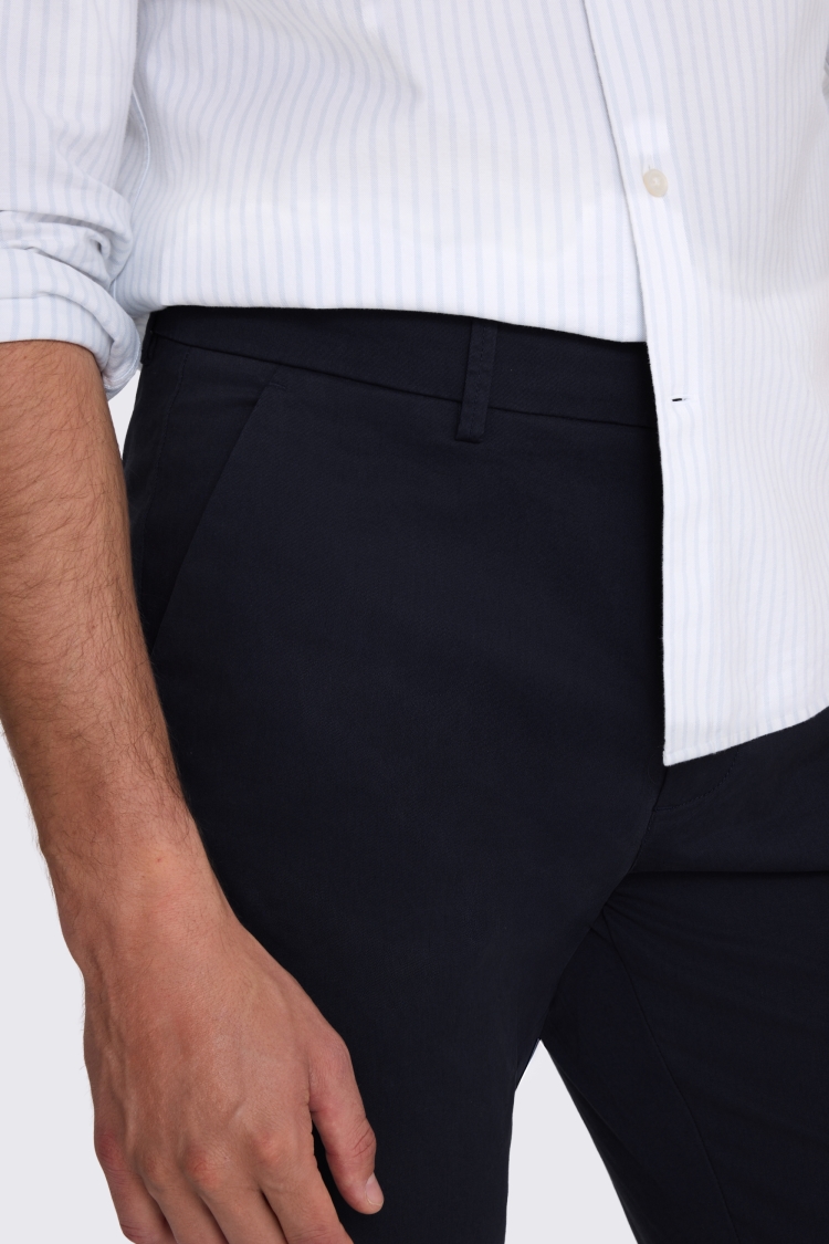 Navy Tailored Fit Cotton Chinos - Image 3