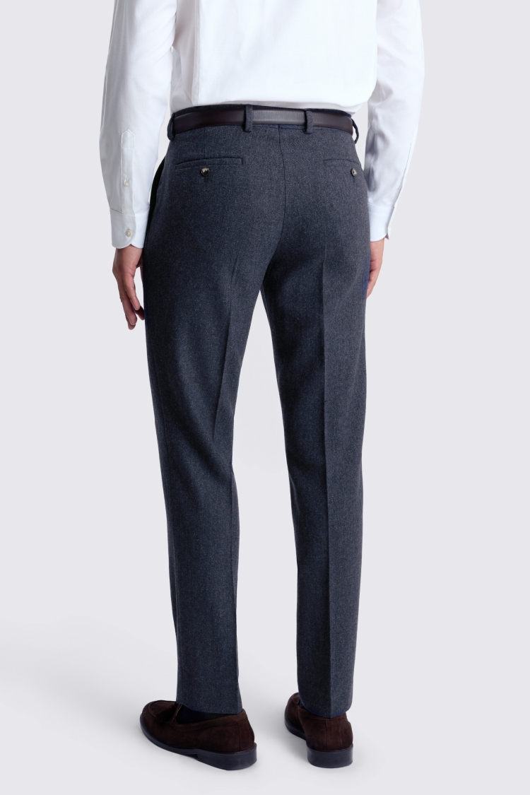 Blue Slim Fit Donegal Trousers - Image 2