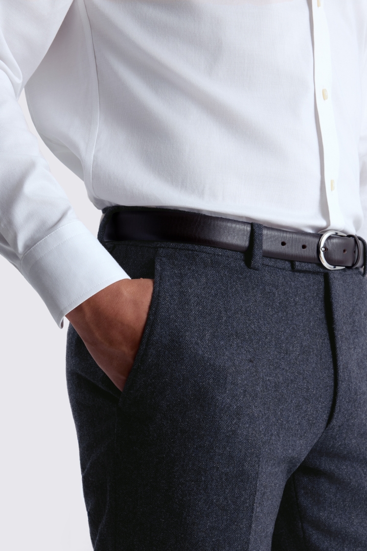 Blue Slim Fit Donegal Trousers - Image 3