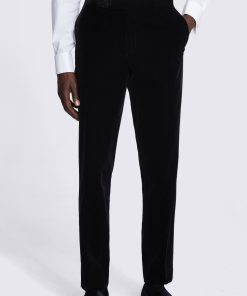Black Slim Fit Velvet Dress Trousers