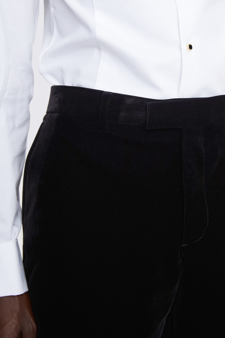 Black Slim Fit Velvet Dress Trousers - Image 3