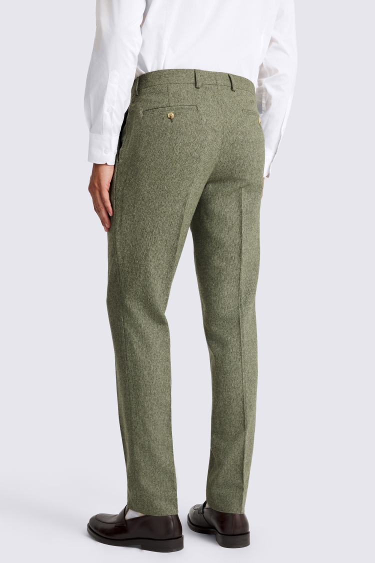 Sage Slim Fit Herringbone Trousers - Image 2