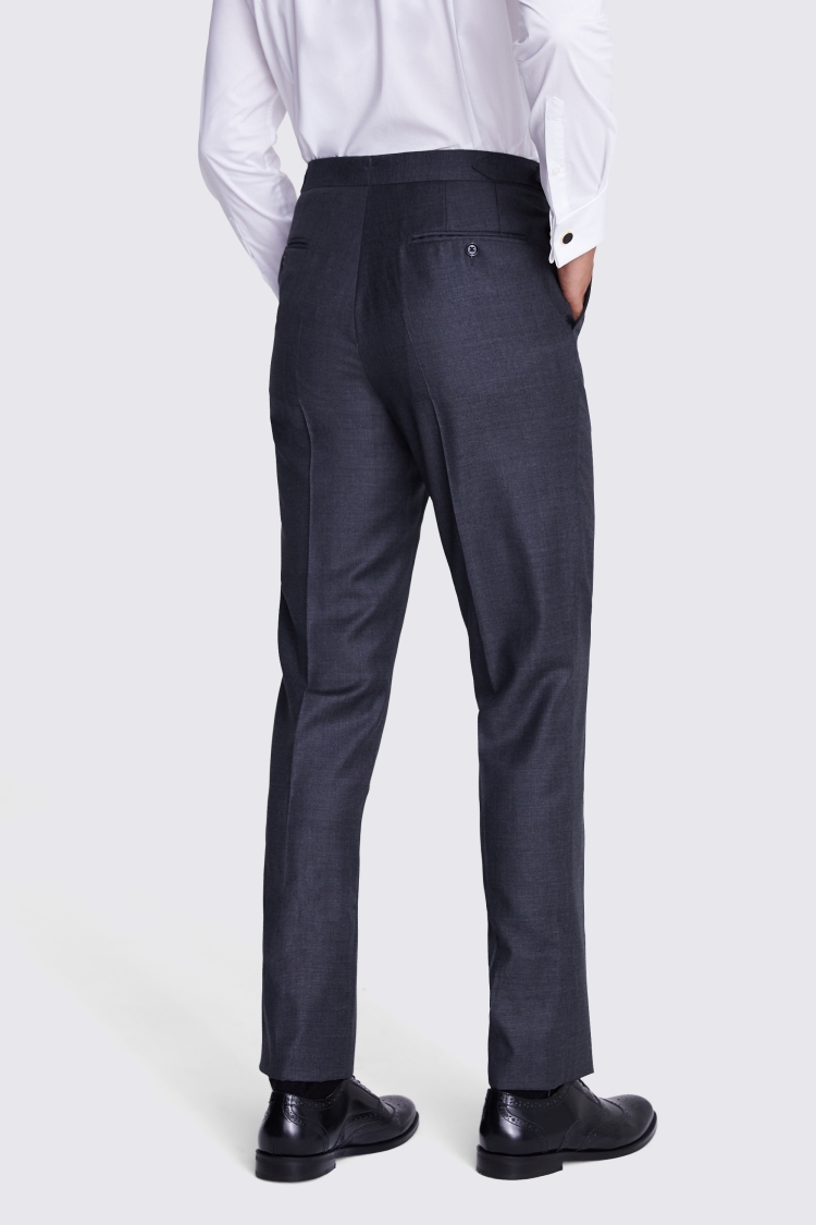 Grey Italian Tailored Fit Morningwear Unhemmed Trousers - Image 2