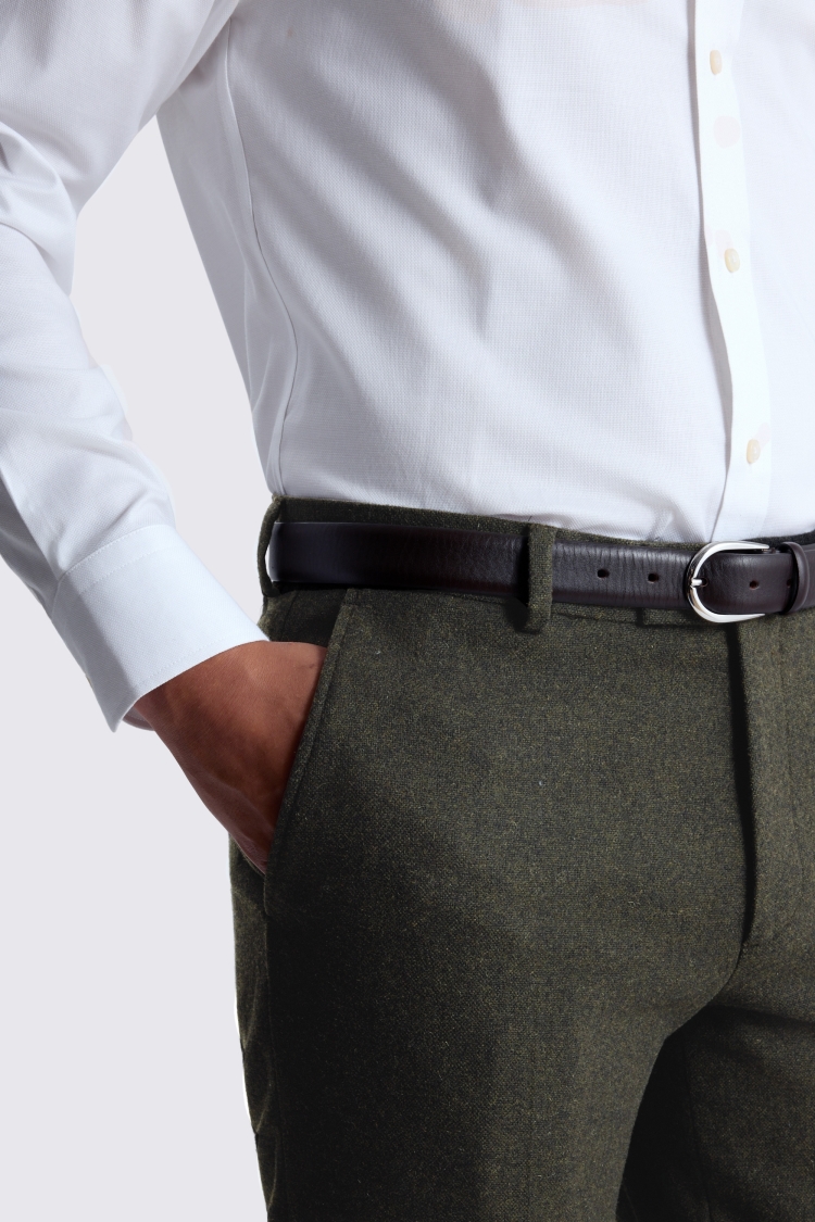 Khaki Slim Fit Donegal Trousers - Image 3
