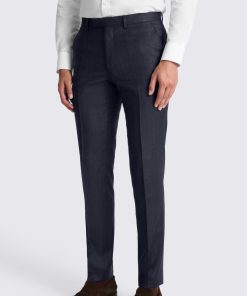 Navy Tailored Fit Check Performance Trousers