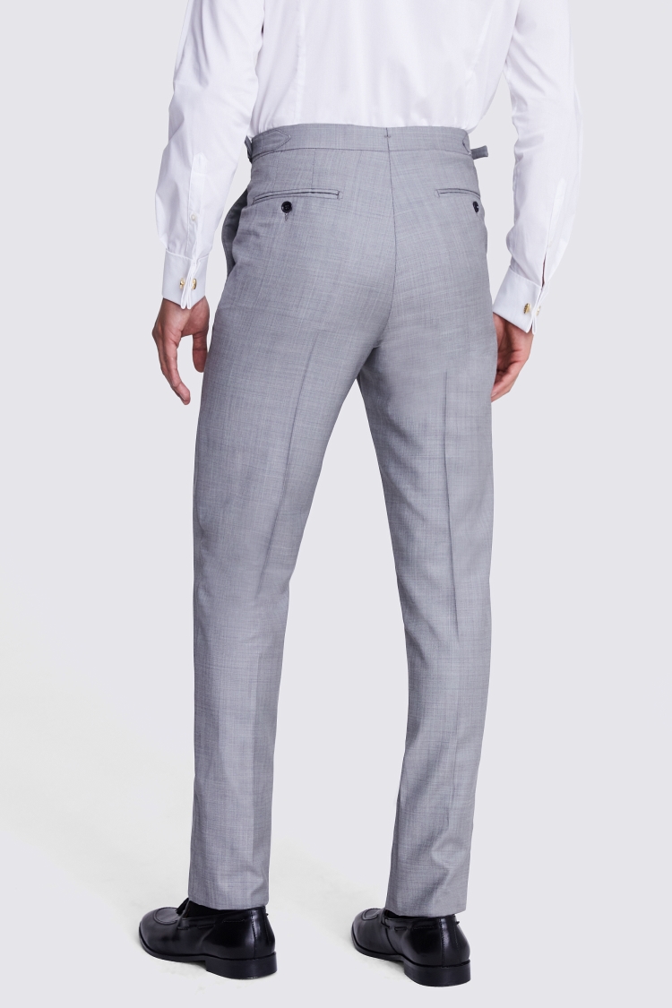 Grey Italian Tailored Fit Sharkskin Morningwear Unhemmed Trousers - Image 2