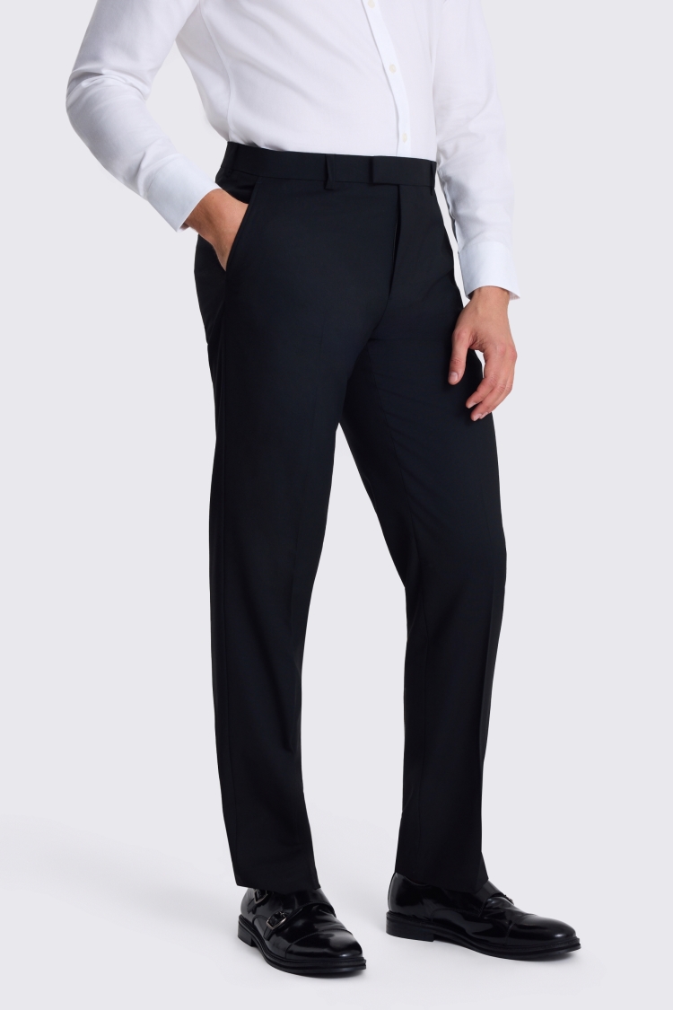 Black Tailored Fit Stretch Trousers