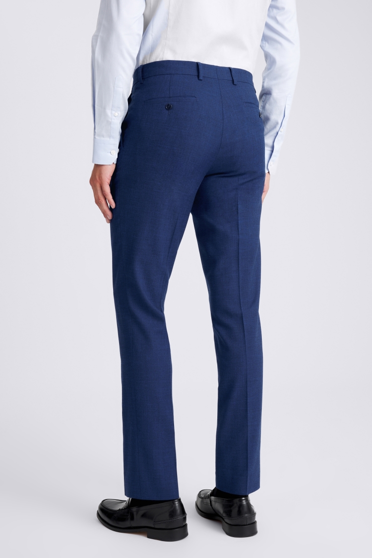 Blue Slim Fit Slub Trousers - Image 2