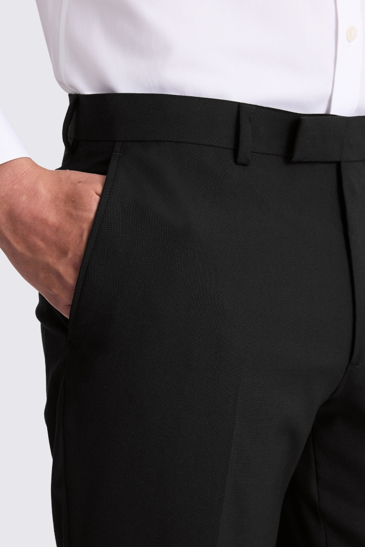 Black Regular Fit Stretch Trousers - Image 3