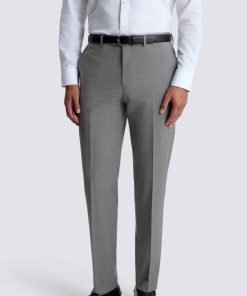Light Grey Tailored Fit Marl Performance Trousers