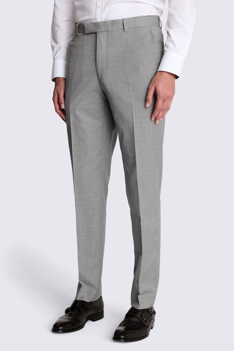 Grey Tailored Fit Stretch Trousers