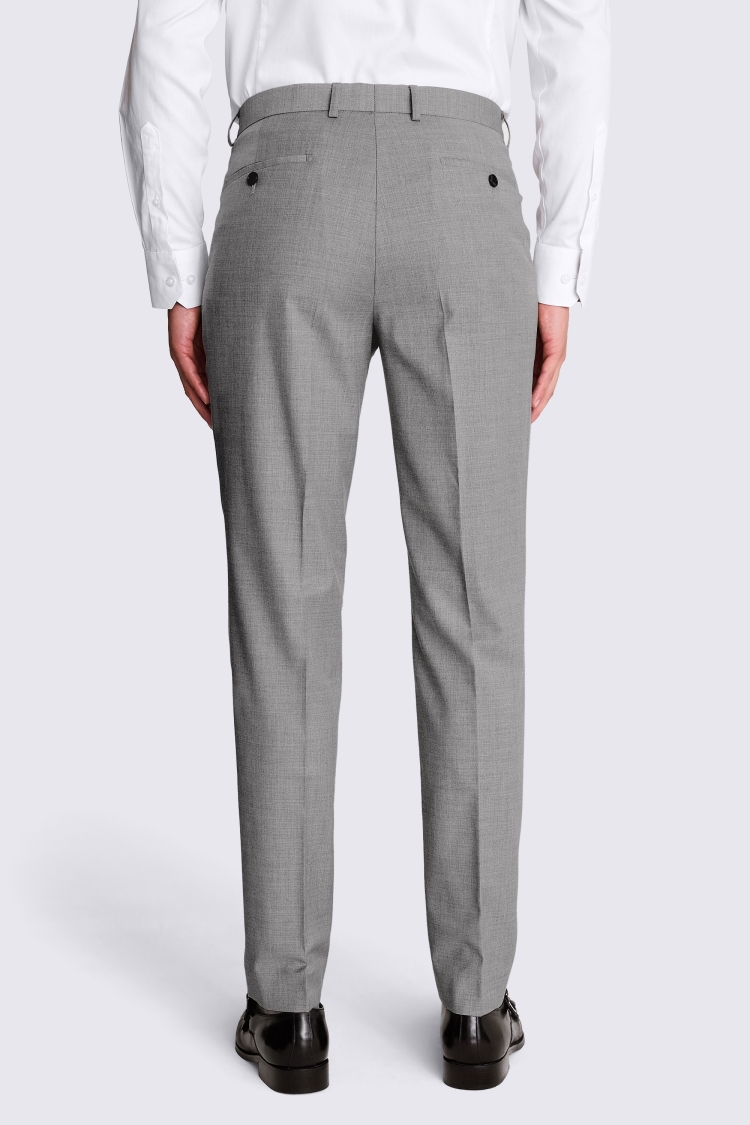Grey Tailored Fit Stretch Trousers - Image 2