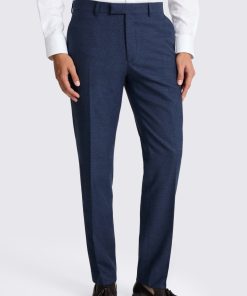 Blue Tailored Fit Flannel Trousers