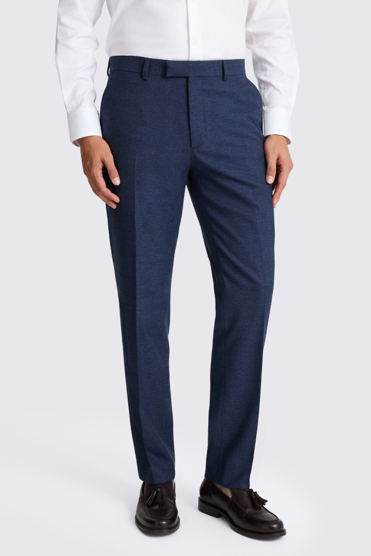 Blue Tailored Fit Flannel Trousers
