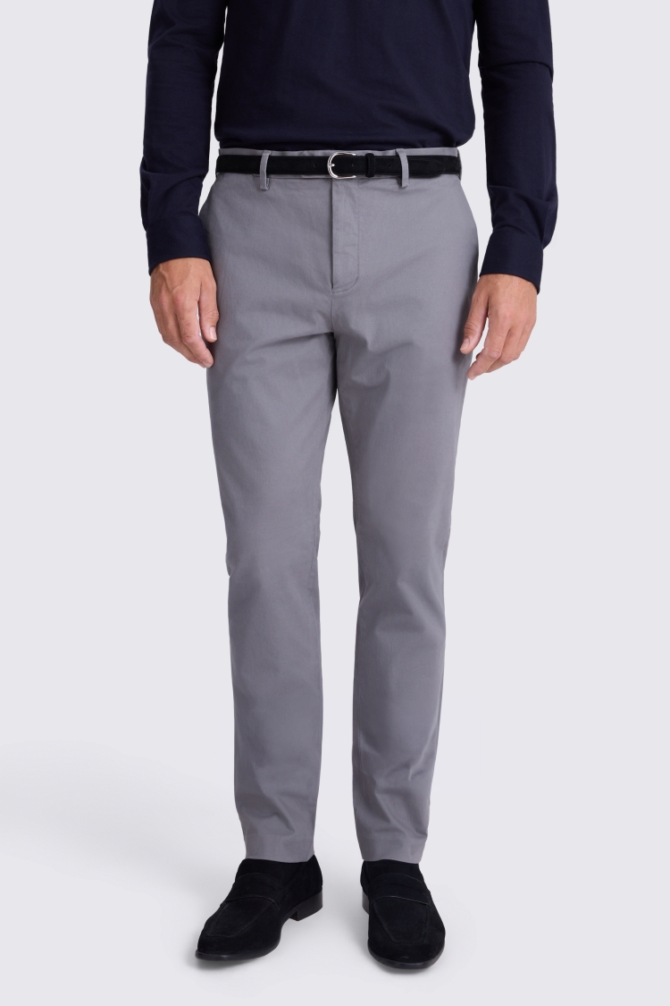 Grey Slim Fit Cotton Chinos