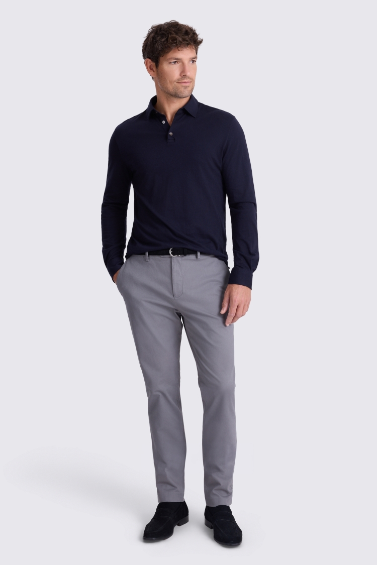 Grey Slim Fit Cotton Chinos - Image 4