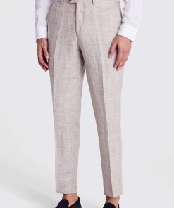 Oatmeal Regular Fit Linen Trousers