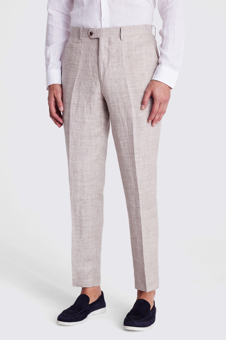 Oatmeal Regular Fit Linen Trousers