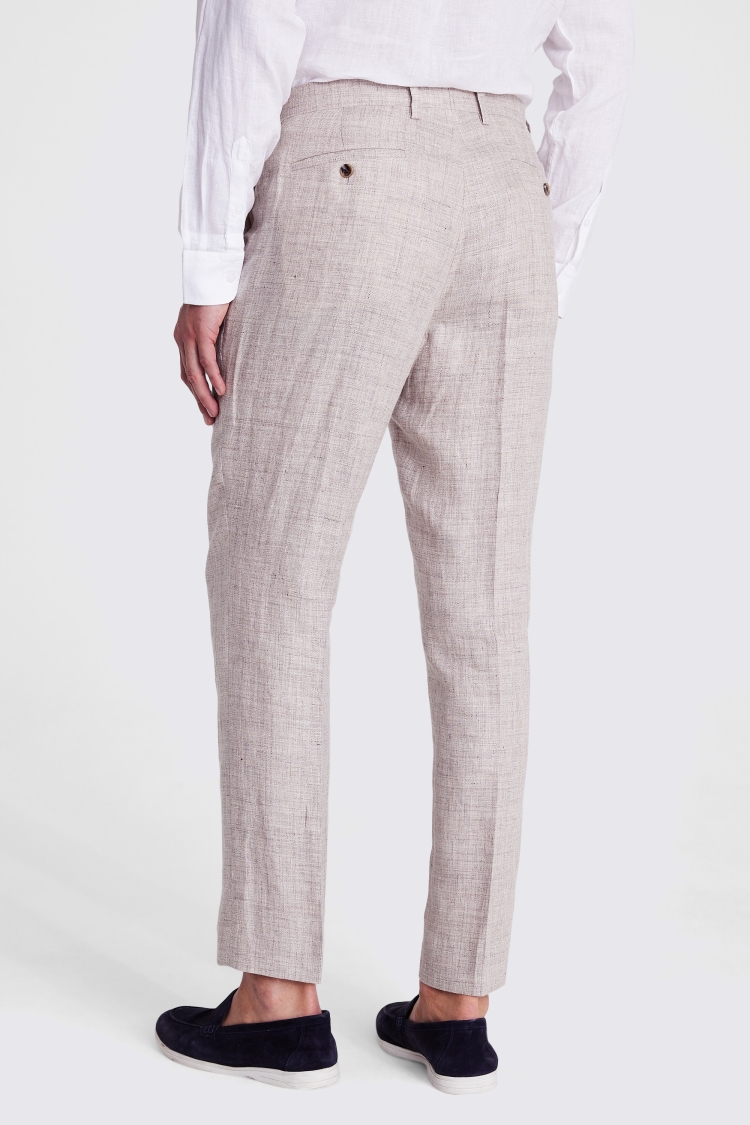 Oatmeal Regular Fit Linen Trousers - Image 2