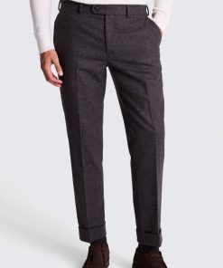 Charcoal Wool Flannel Trousers