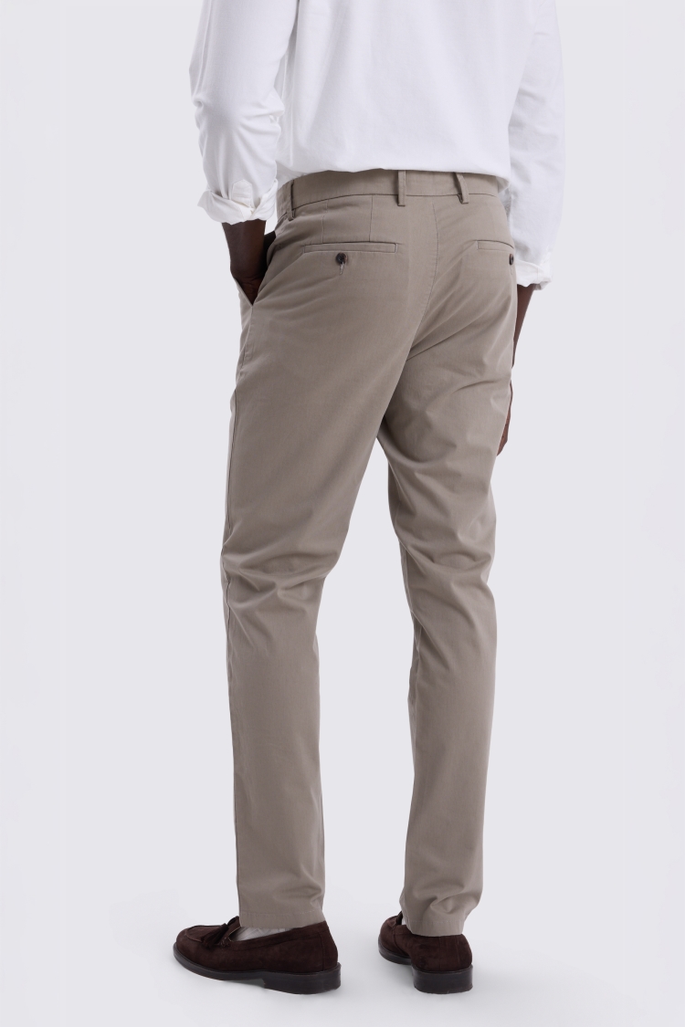 Dark Taupe Tailored Fit Cotton Chinos - Image 2