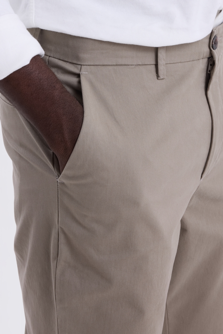 Dark Taupe Tailored Fit Cotton Chinos - Image 3