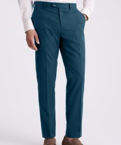 Teal Tailored Fit Flannel Trousers