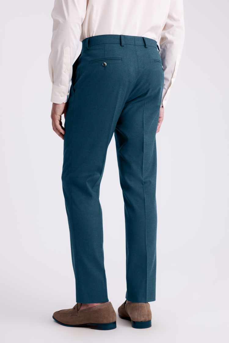 Teal Tailored Fit Flannel Trousers - Image 2