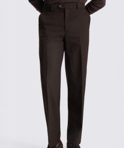 Brown Relaxed Fit Flannel Trousers