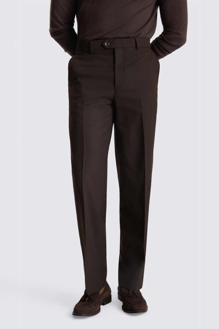 Brown Relaxed Fit Flannel Trousers