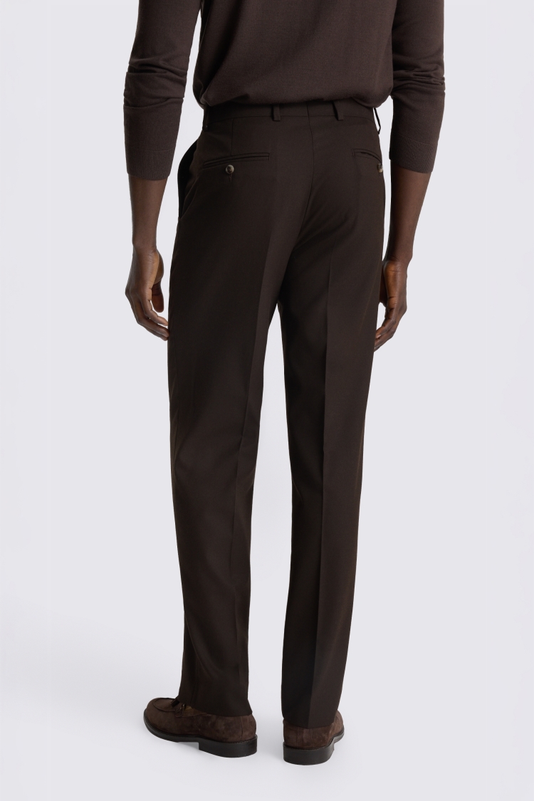 Brown Relaxed Fit Flannel Trousers - Image 2