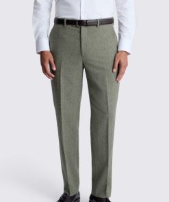 Sage Regular Fit Herringbone Trousers