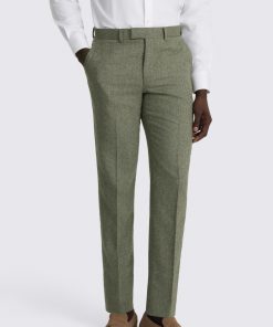 Sage Tailored Fit Herringbone Trousers