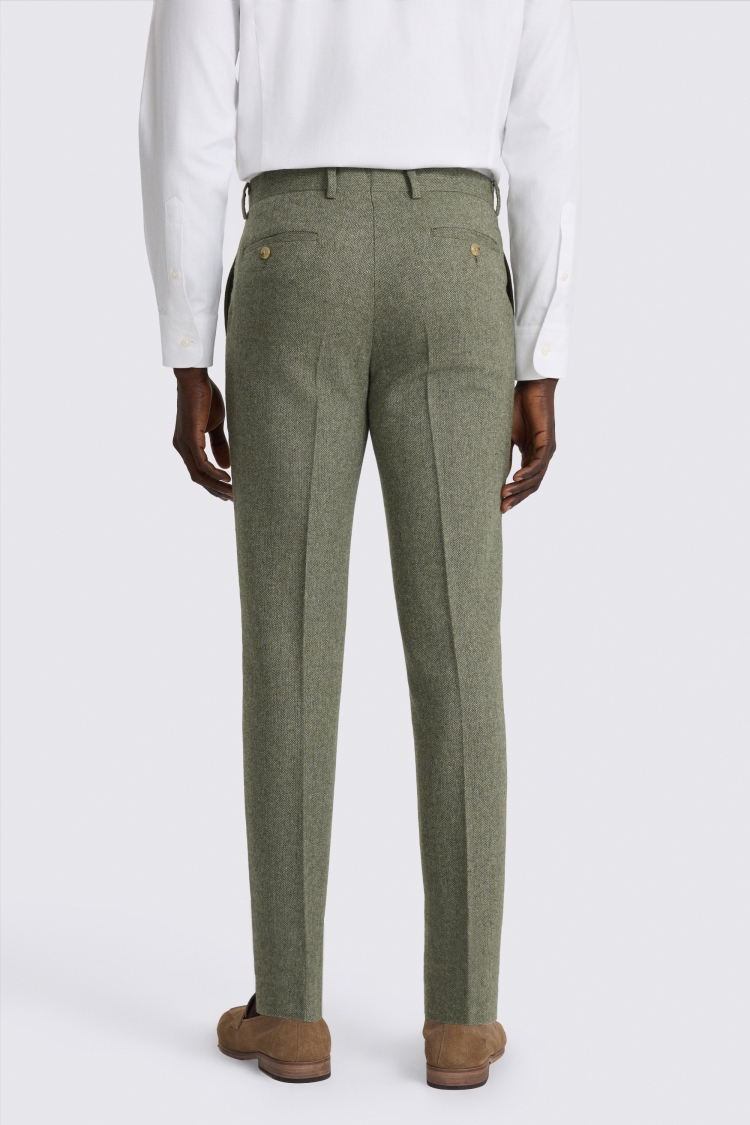 Sage Tailored Fit Herringbone Trousers - Image 2