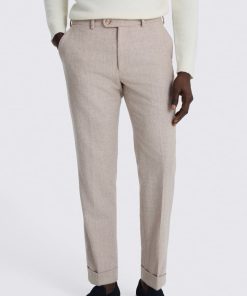 Oatmeal Wool Flannel Trousers