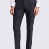 Navy Italian Tailored Fit Stripe Trousers