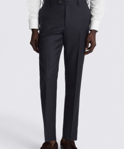 Navy Tailored Fit Twill Trousers