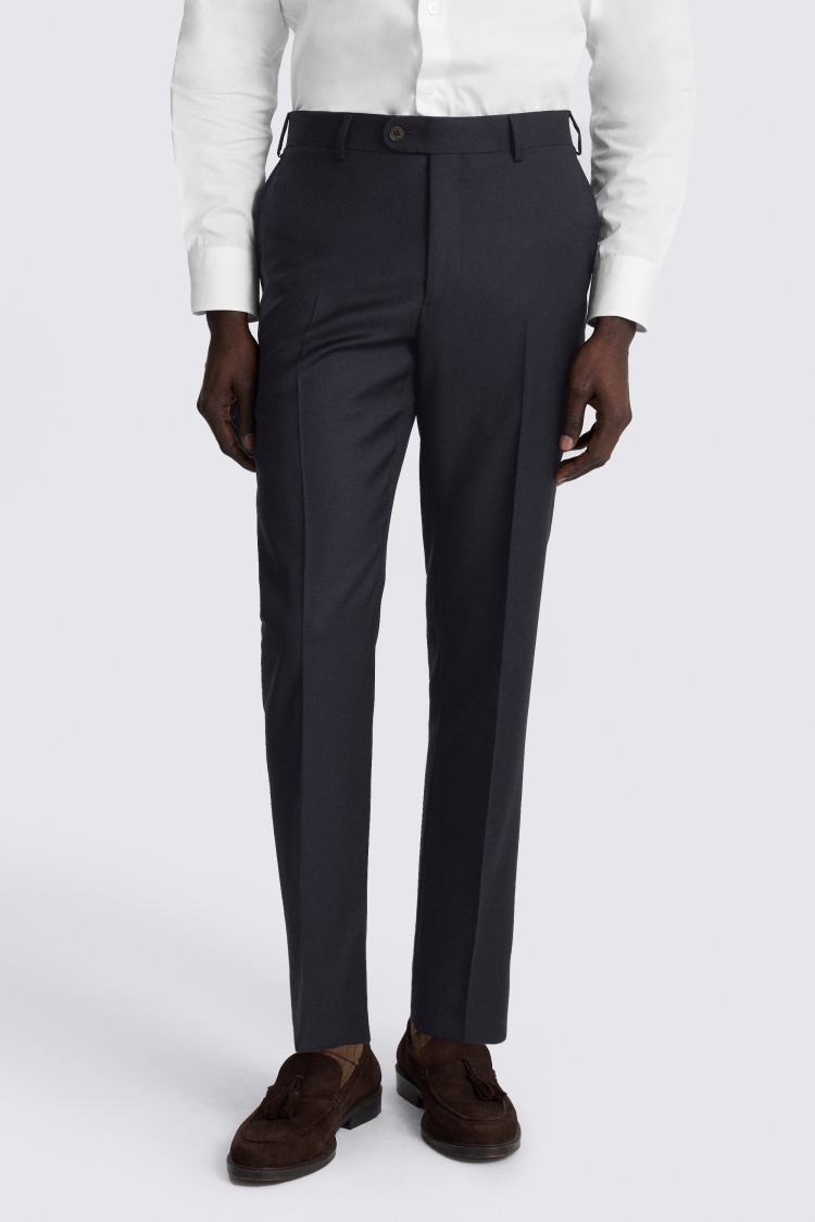 Navy Tailored Fit Twill Trousers