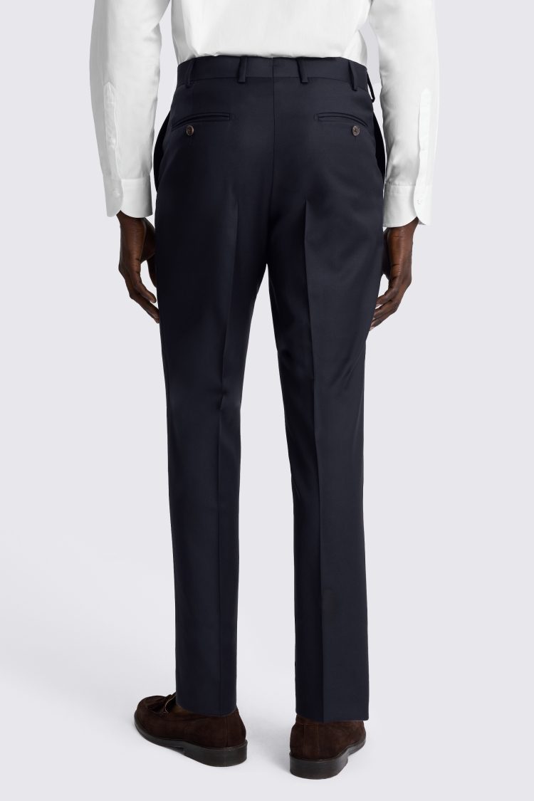 Navy Tailored Fit Twill Trousers - Image 2