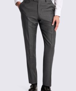 Charcoal Italian Tailored Fit Twill Trousers