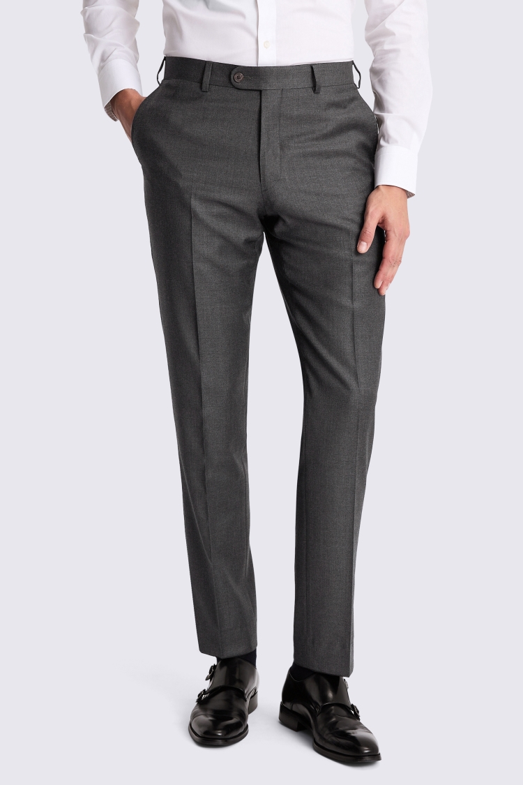 Charcoal Italian Tailored Fit Twill Trousers