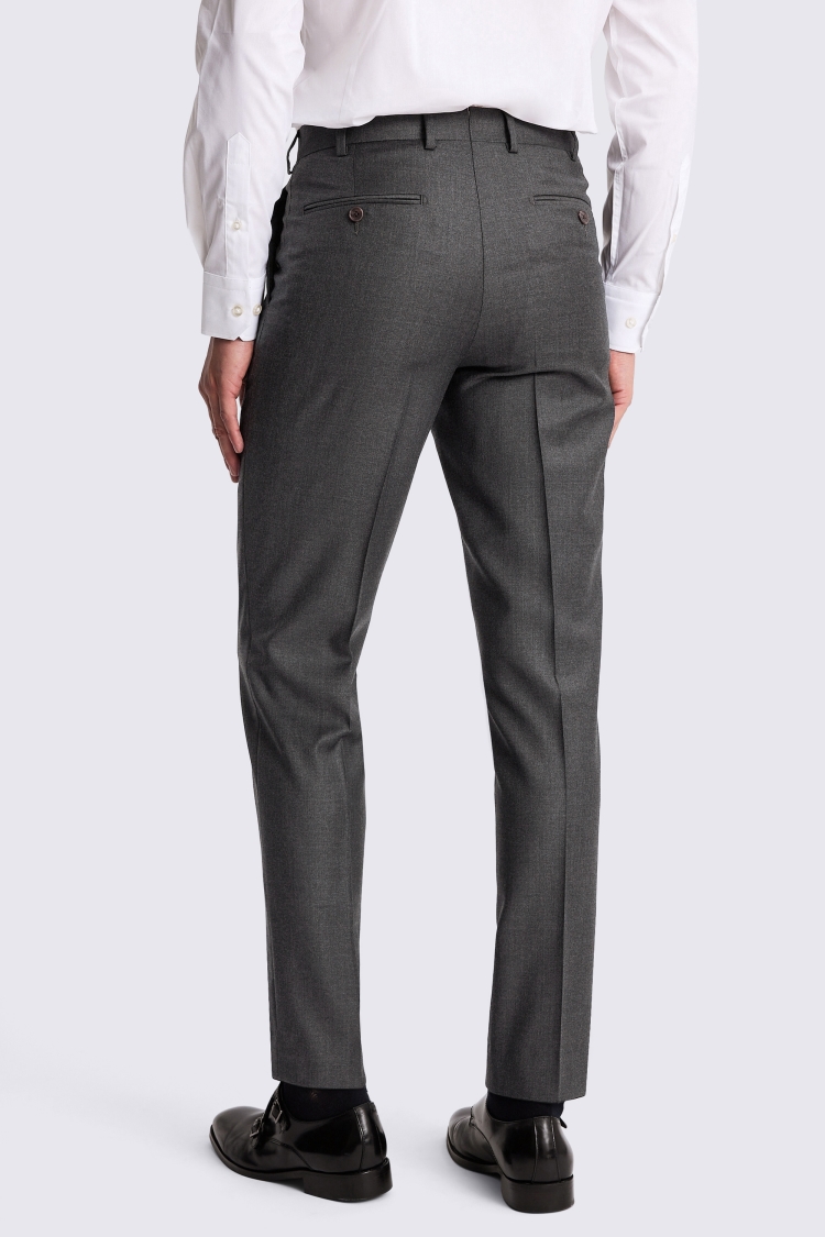 Charcoal Italian Tailored Fit Twill Trousers - Image 2