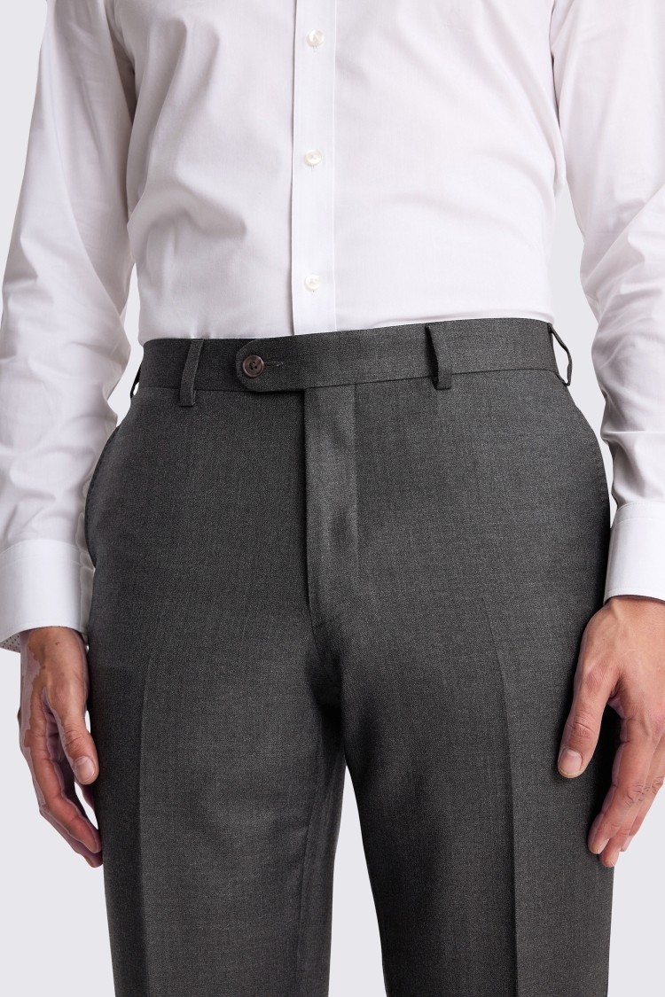 Charcoal Italian Tailored Fit Twill Trousers - Image 3