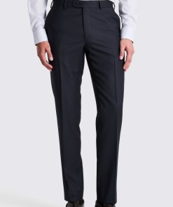 Navy Italian Tailored Fit Twill Trousers