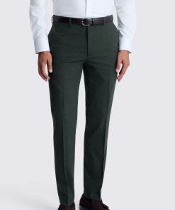 Dark Green Slim Fit Puppytooth Trousers