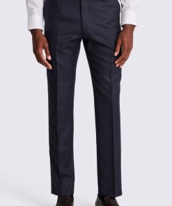 Blue Italian Tailored Fit Plain Trousers