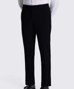 Navy Slim Fit Stripe Trousers