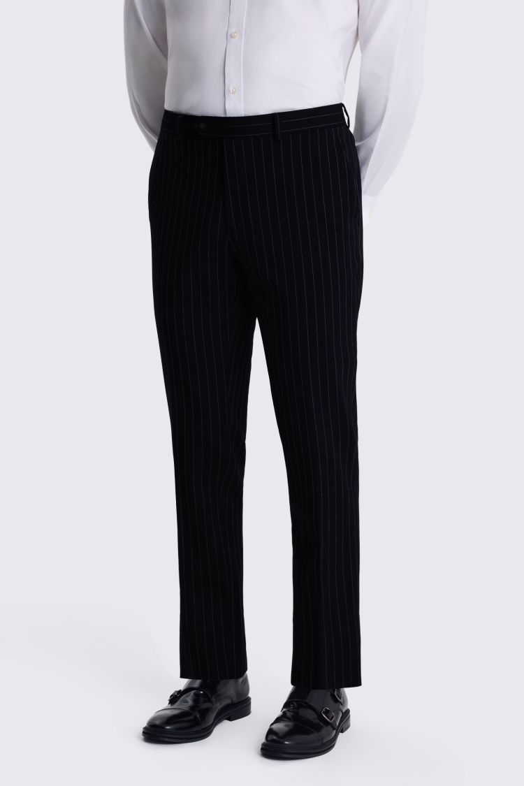Navy Slim Fit Stripe Trousers
